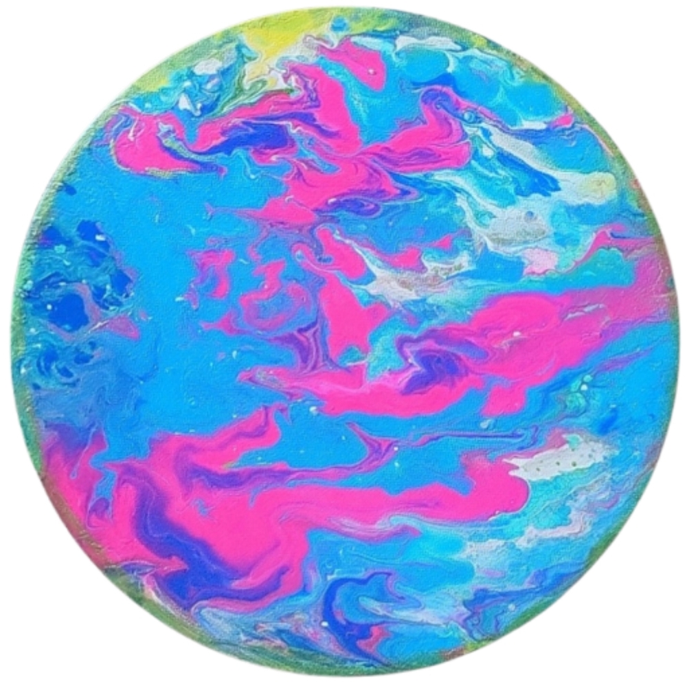 Hand Crafted Abstract Design Round  12 x 12 Inches Canvas Painting